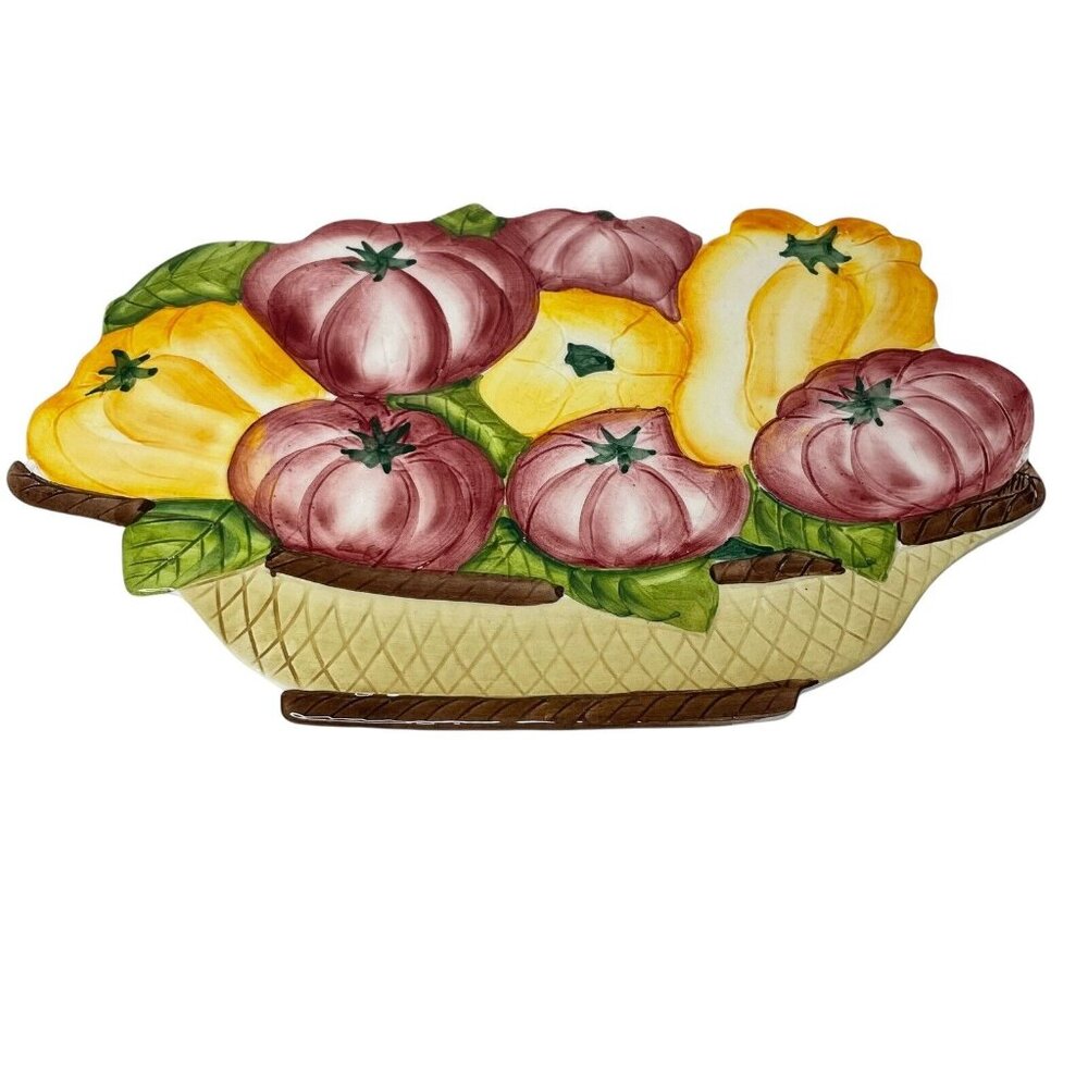 Vintage Tomato Pepper Vegetable Ceramic Wall Trivet Decor Made in Italy Leonardo